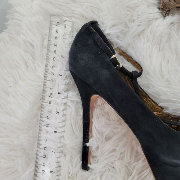 Sam edelman black suede leather peep toe platform heels - Picture 4 of 16